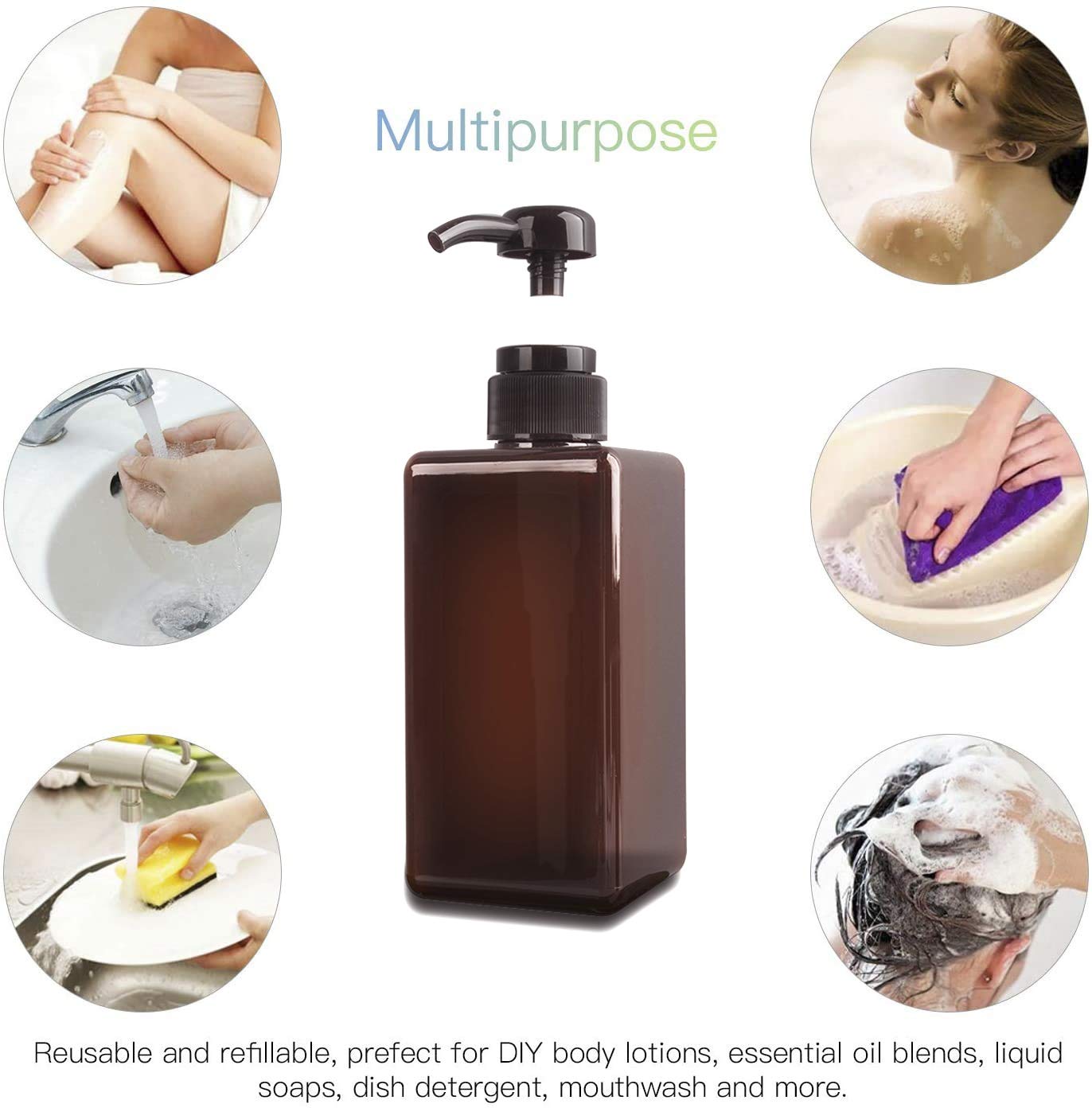 22Oz  650Ml Empty Plastic Pump Bottles, Refillable Lotion Soap Dispenser Liquid Container For Kitchen Or Bathroom Soaps Shampoo